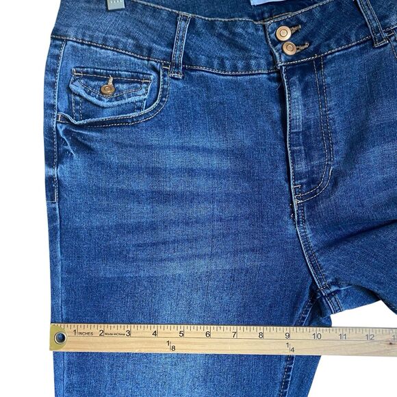 Vintage Y2K Jeans Women 11/30 Flare Leg Mid Rise Blue Flap Pocket Western Grunge - Picture 6 of 11